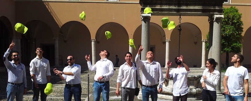 PhD students celebrate at the end of the yearly Open Labs event at our premises - Chloister of the School of Engineering of Sapienza University of Rome, formerly the convent of San Pietro in Vincoli, a few steps away from the Colosseo